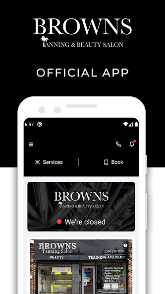 Run android online APK Browns Tanning  Beauty Salon from MyAndroid or emulate Browns Tanning  Beauty Salon using MyAndroid