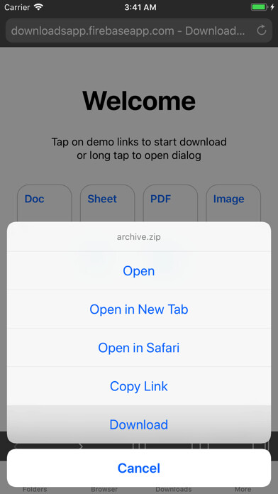 Emulate iPhone app Browser and Documents Plus using MyAndroid