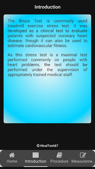 Emulate Bruce Protocol Treadmill Test from MyAndroid or run Bruce Protocol Treadmill Test using MyAndroid