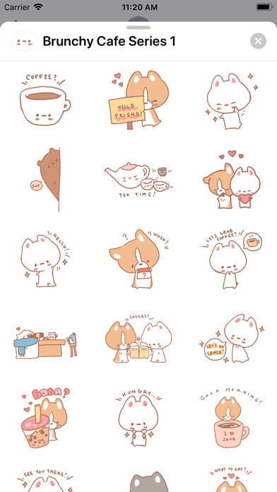 Emulate iPhone app Brunchy Cafe Stickers 1 using MyAndroid