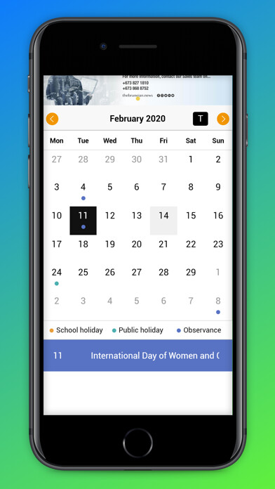 Emulate iPhone app Brunei Calendar using MyAndroid Emulate iPhone app Brunei Calendar using MyAndroid