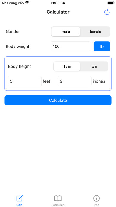 Emulate iPhone app BSA Calculator: Weight, Height using MyAndroid Emulate iPhone app BSA Calculator: Weight, Height using MyAndroid