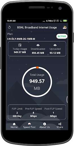 Run android online APK BSNL Broadband Internet Usage from MyAndroid or emulate BSNL Broadband Internet Usage using MyAndroid
