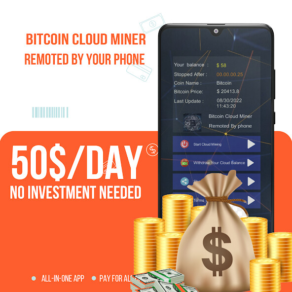 Run android online APK BTC (Bitcoin) cloud miner from MyAndroid or emulate BTC (Bitcoin) cloud miner using MyAndroid