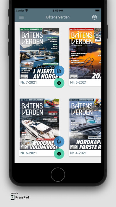 Emulate iPhone app Båtens Verden Tidsskrift using MyAndroid