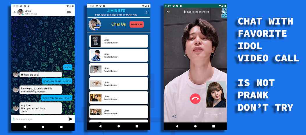 Run android online APK BTS V - Fakechat,fakecall game from MyAndroid or emulate BTS V - Fakechat,fakecall game using MyAndroid
