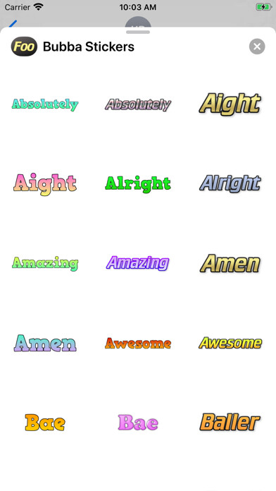 Emulate iPhone app Bubba Stickers using MyAndroid