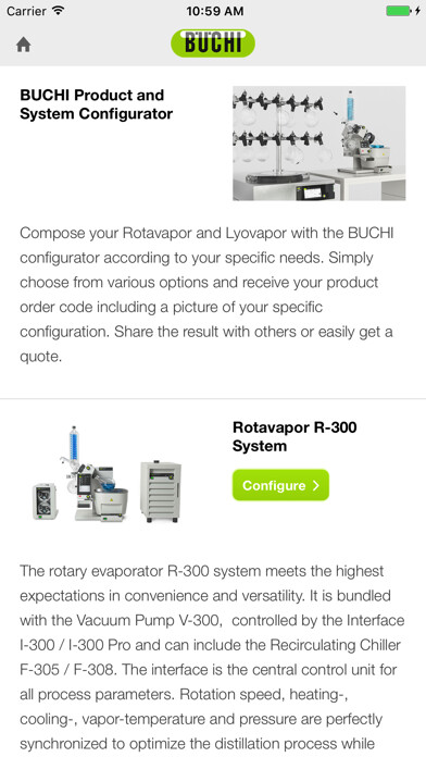 Emulate iPhone app BUCHI Product Configurator using MyAndroid