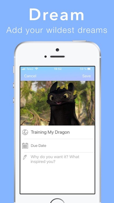 Emulate iPhone app Bucket list Aspire life goals using MyAndroid