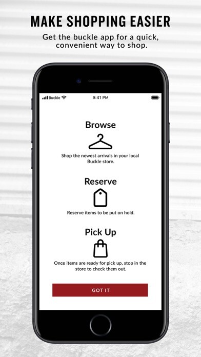 Emulate iPhone app Buckle - Shop & Reserve using MyAndroid Emulate iPhone app Buckle - Shop & Reserve using MyAndroid