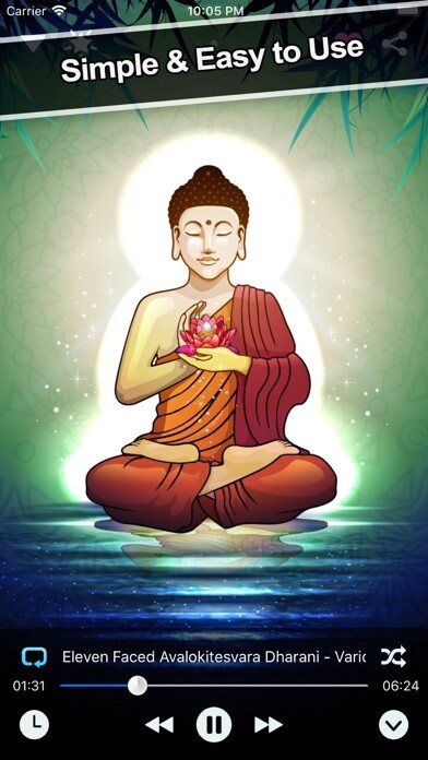 Emulate iPhone app Buddha Mantra Meditation Music using MyAndroid