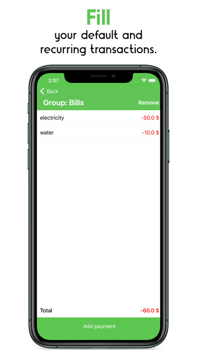 Emulate iPhone app Budget Visualisator using MyAndroid