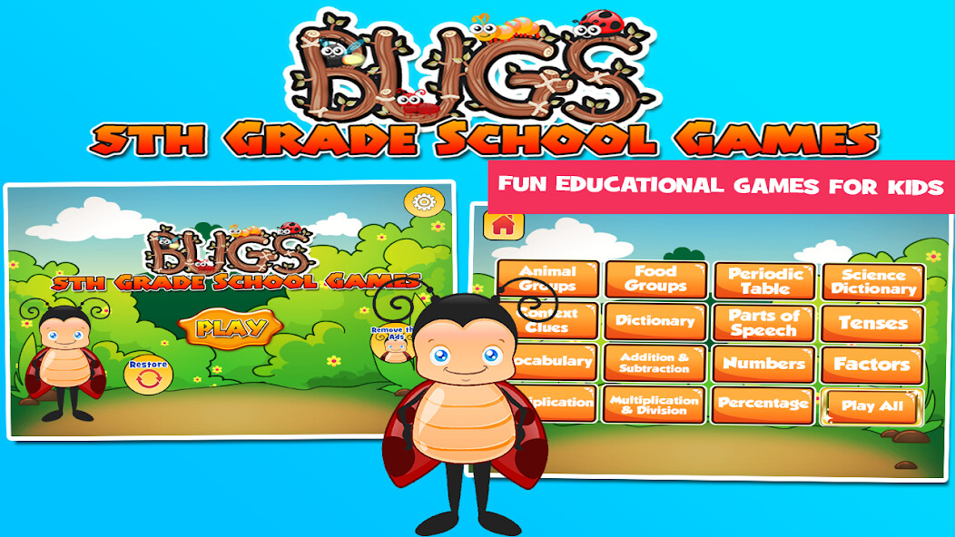 Run android online APK Bugs 5th Grade Learning Games from MyAndroid or emulate Bugs 5th Grade Learning Games using MyAndroid