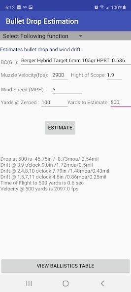 Run android online APK Bullet Drop Estimation from MyAndroid or emulate Bullet Drop Estimation using MyAndroid