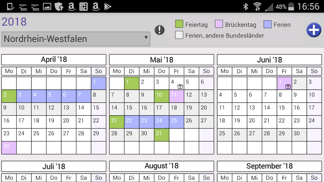 Run android online APK Bundesferien, Ferien + Feiertage im Jahreskalender from MyAndroid or emulate Bundesferien, Ferien + Feiertage im Jahreskalender using MyAndroid