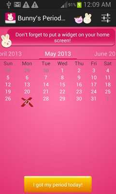 Emulate Android APK Bunnys Period Calendar/Tracker