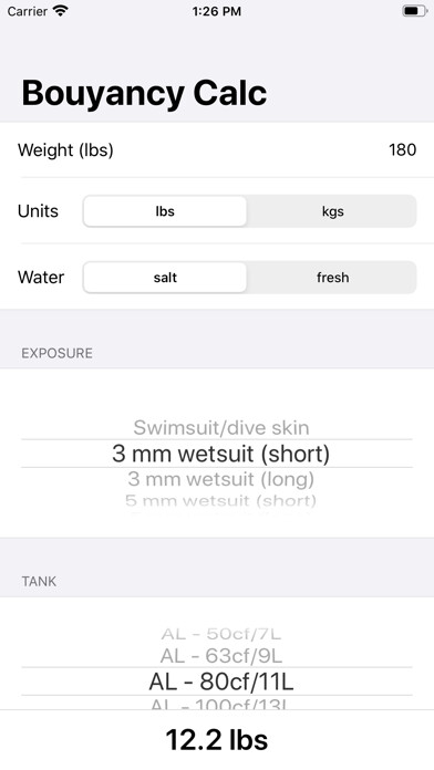Emulate iPhone app Buoyancy Calc using MyAndroid Emulate iPhone app Buoyancy Calc using MyAndroid