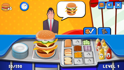 Emulate iPhone app Burger Chef: Cooking Game using MyAndroid
