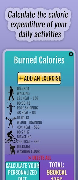 Run android online APK Burned calories by exercise from MyAndroid or emulate Burned calories by exercise using MyAndroid