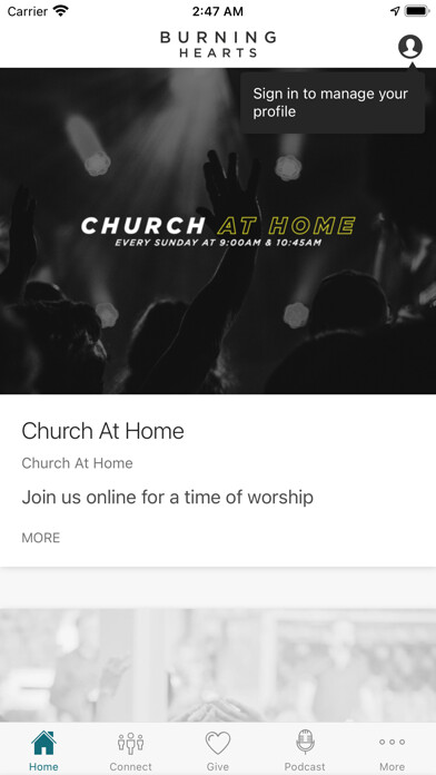 Emulate iPhone app Burning Hearts Church using MyAndroid