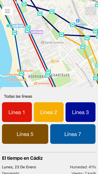 Emulate iPhone app Bus Cádiz using MyAndroid