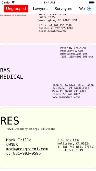 Emulate iPhone app Business Card Helper using MyAndroid