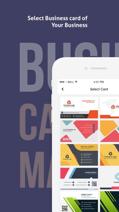 Emulate iPhone app Business Card Maker E-card using MyAndroid