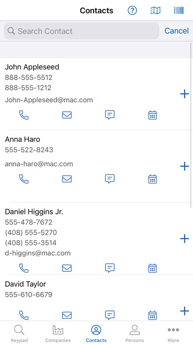 Emulate iPhone app Business Contact using MyAndroid