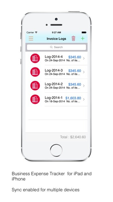 Emulate iPhone app Business Expense Tracker using MyAndroid