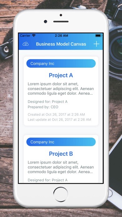 Emulate iPhone app Business Model Canvas 2 using MyAndroid