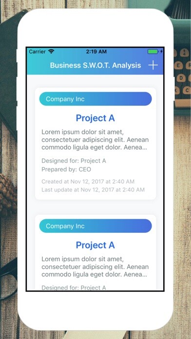 Emulate iPhone app Business S.W.O.T. Analysis using MyAndroid
