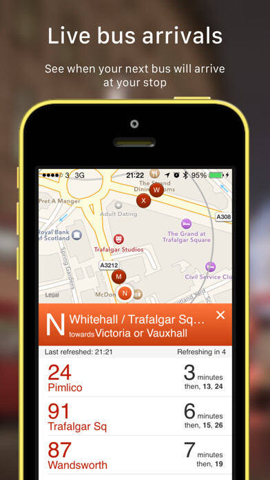 Emulate iPhone app Bus Watch London - Live bus arrivals using MyAndroid