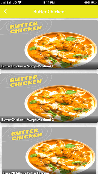 Emulate Android APK Butter Chicken Recipe