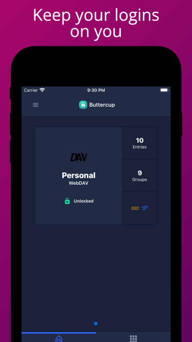 Emulate iPhone app Buttercup Password Manager using MyAndroid