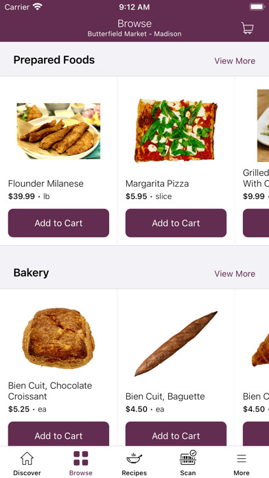 Emulate iPhone app Butterfield Market using MyAndroid