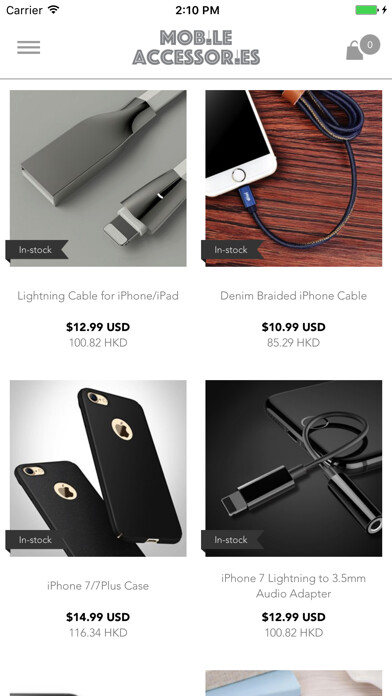 Emulate iPhone app Buy Cell Phone Cases & Mobile Accessories by 5mina using MyAndroid