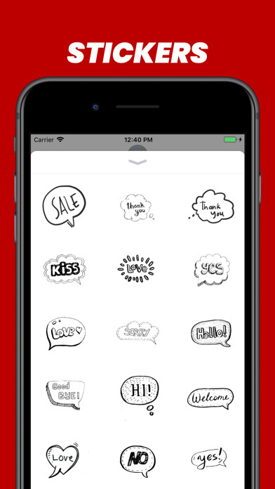 Emulate iPhone app BW bubbles comics stickers using MyAndroid Emulate iPhone app BW bubbles comics stickers using MyAndroid