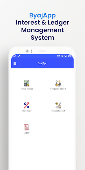 Run android online APK ByajApp: Byaj Calculator, Interest  ledger from MyAndroid or emulate ByajApp: Byaj Calculator, Interest  ledger using MyAndroid