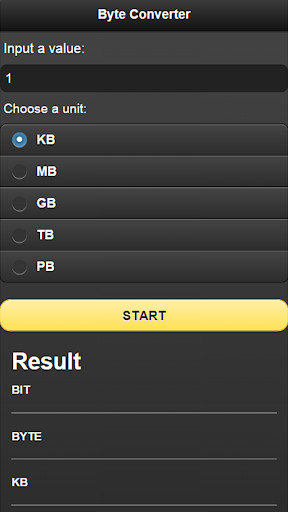 Run android online APK Byte Converter from MyAndroid or emulate Byte Converter using MyAndroid