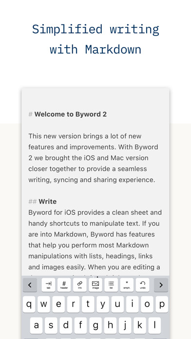 Emulate iPhone app Byword using MyAndroid