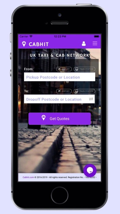 Emulate iPhone app Cabhit: Book UK Airport Taxis using MyAndroid