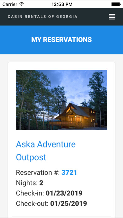 Emulate iPhone app Cabin Rentals of Georgia using MyAndroid