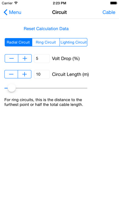Emulate iPhone app CableCalc BS7671 Lite using MyAndroid