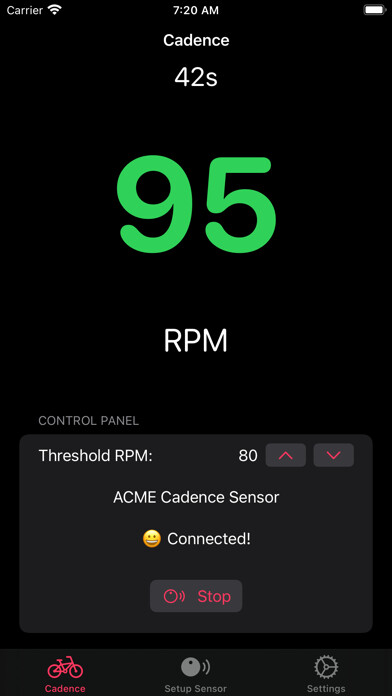 Emulate iPhone app Cadence Monitor using MyAndroid