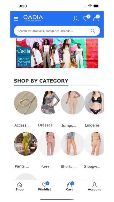 Emulate iPhone app Cadia Fashion House using MyAndroid