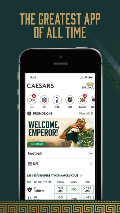 Emulate iPhone app Caesars Sportsbook using MyAndroid