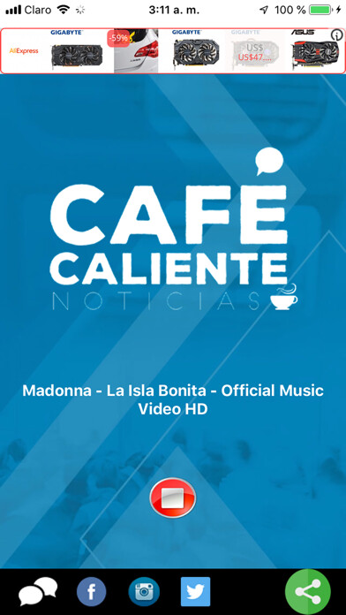 Emulate iPhone app Cafe Caliente Noticias using MyAndroid