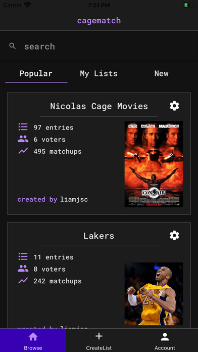 Emulate iPhone app Cagematch using MyAndroid