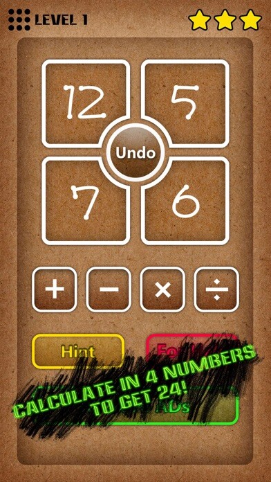 Emulate iPhone app Calc 24 Points - Math Card Quiz, Train Mental Mind using MyAndroid