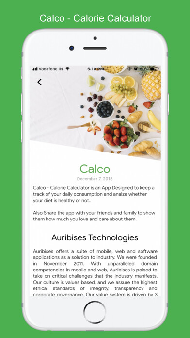 Emulate iPhone app Calco - Calorie Calculator using MyAndroid